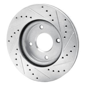 Nissan Versa Brake Rotor (1) - Front Left - R1 Concepts - Drilled & Slotted - Silver - `07-`14